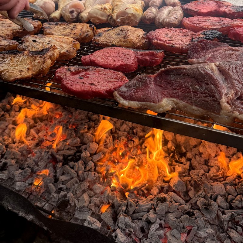A full grill loaded with Stu's meat